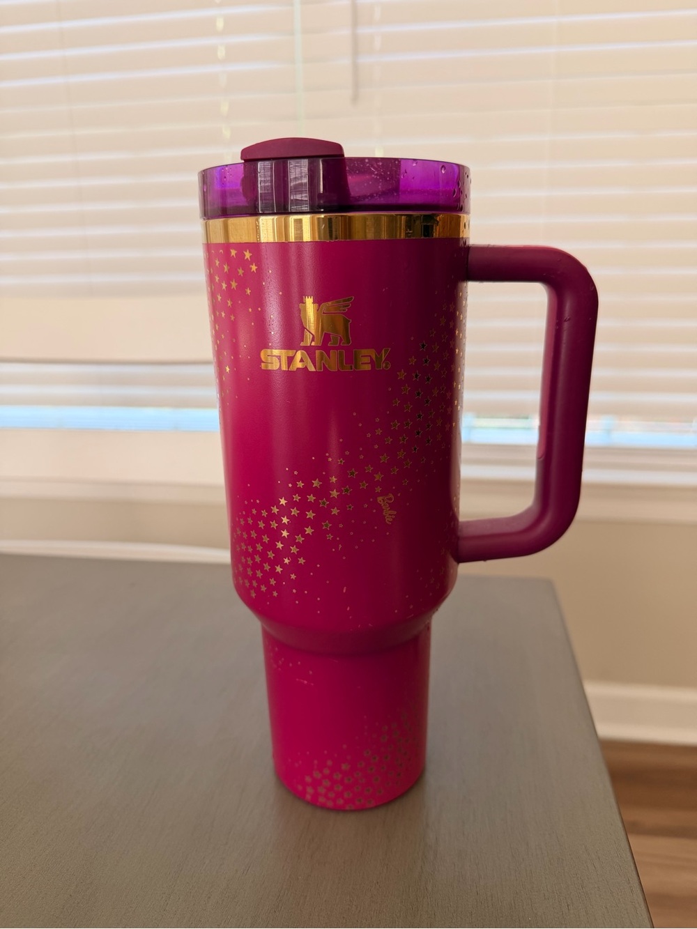 Barbie Stanley Magenta Glitter Travel Mug with Gold Accents